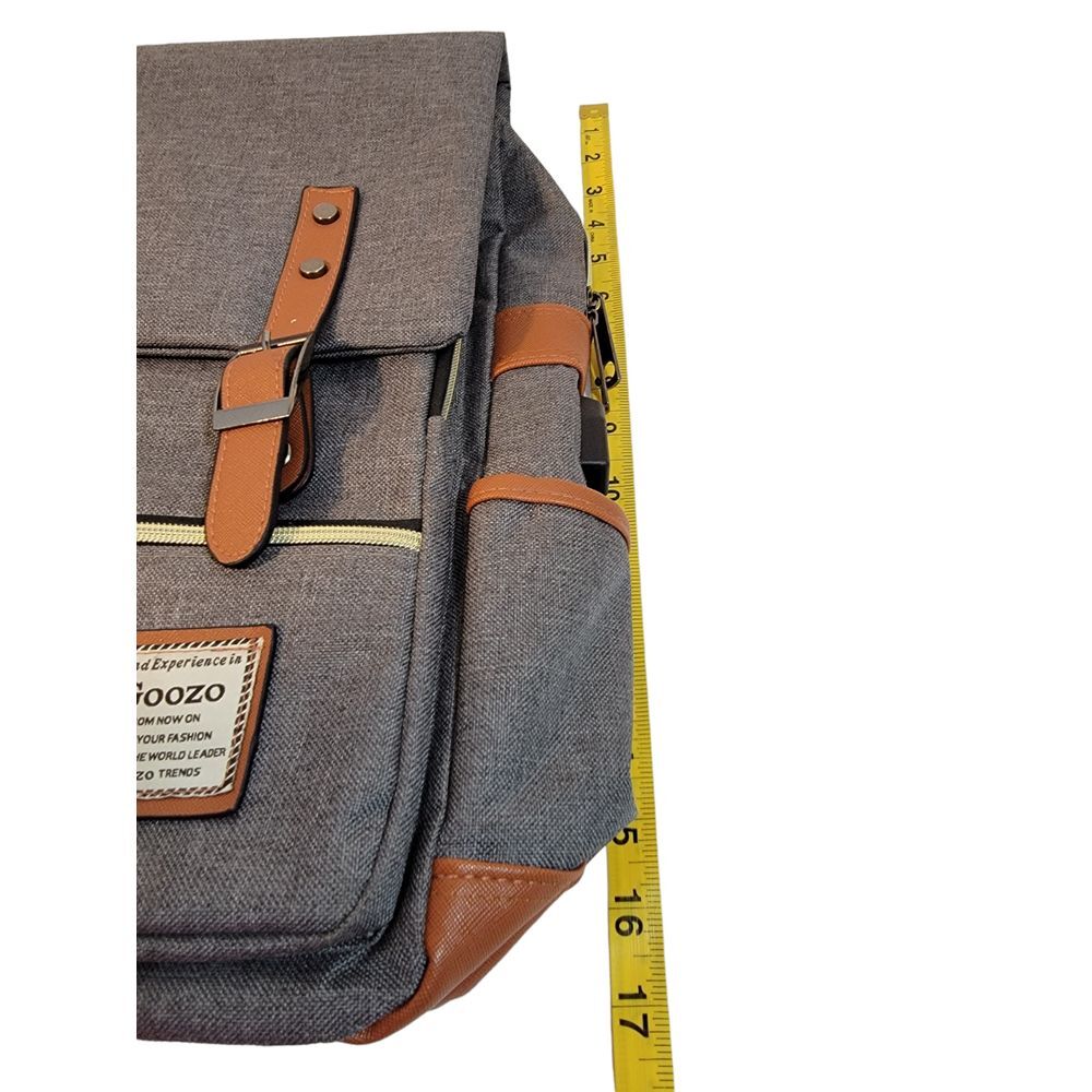 Canvas Grey 15.6" Laptop Backpack USB Charging Port - British Vintage Style - Picture 13 of 15